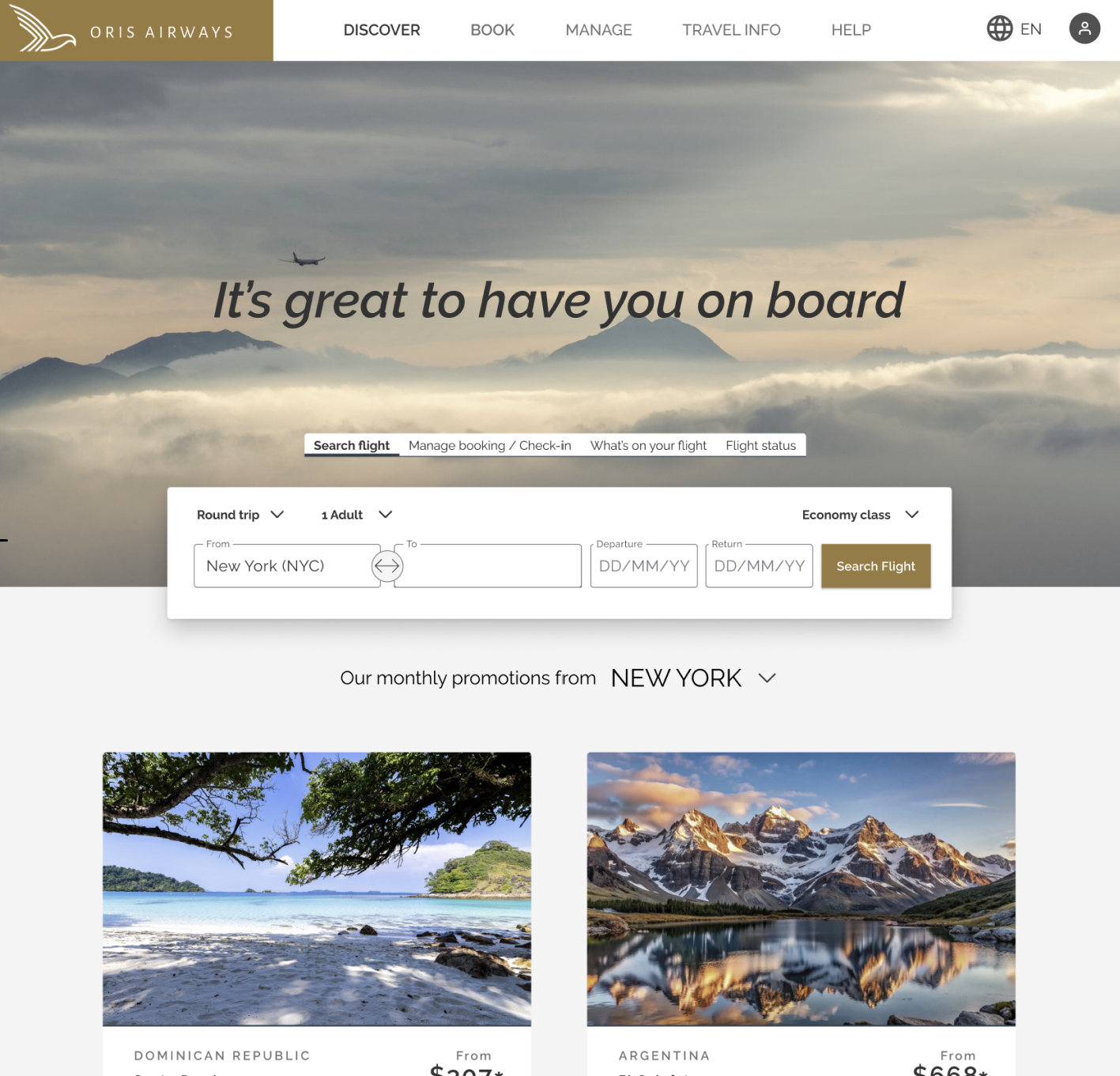 oris airways home page